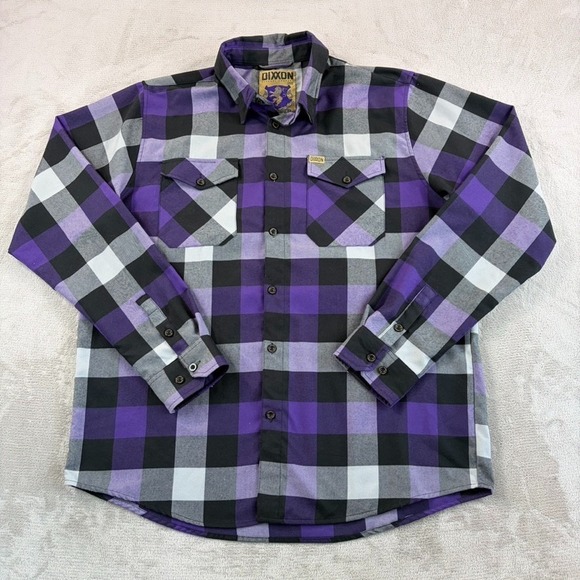 Dixxon Flannel Dynasty Flannel Shirt in Purple Buffalo Plaid Men 2XL Long Sleeve